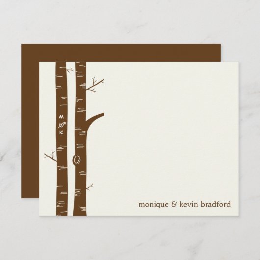 樺の木ツリーフラットサンキューカード ノートカード (正面/裏面)