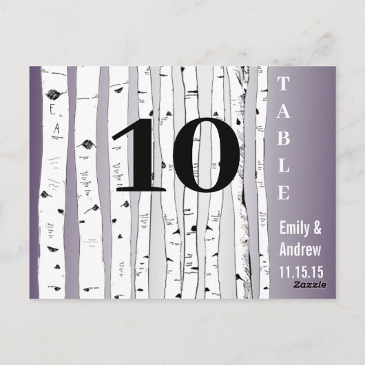 樺の木ツリープレイビル結婚フォントのテーブル番号 ポストカード (裏面)