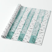 樺の木ツリーホワイトバークオンブルーウィンター ラッピングペーパー (アンロールド)