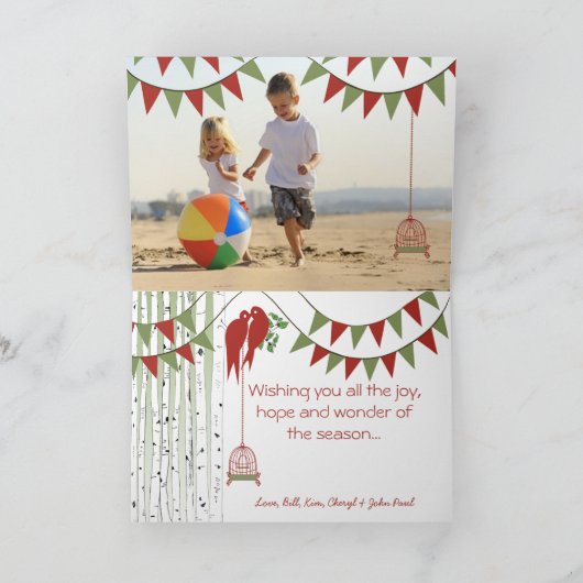 樺の木ツリーメリークリスマスカードと写真 シーズンカード (内部)