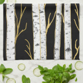 樺の木ツリーモダンフォレスト自然 キッチンタオル (折り畳み)