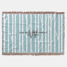 樺の木ツリーモノグラムのブランケット スローブランケット