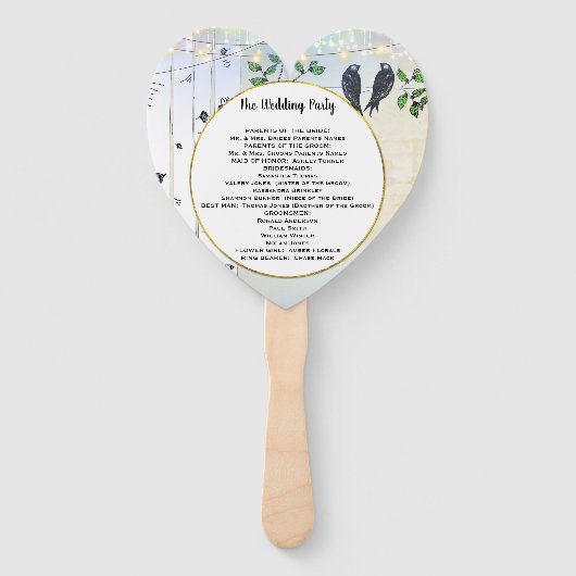 樺の木ツリーラブバードフォレストボホ結婚式 プログラム ハンドファン (裏面)