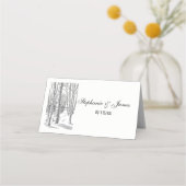 樺の木ツリー冬のクリスマスクリスマス プレイスカード (正面)