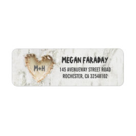 樺の木ツリー彫りハート 素朴 ラベル