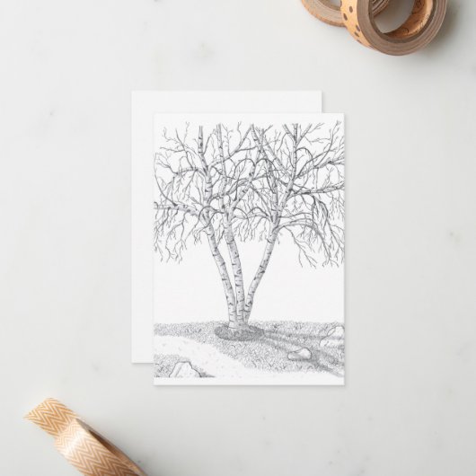 樺の木ツリー空白のノートカード – #2 ノートカード (正面/裏面インサイチュ)