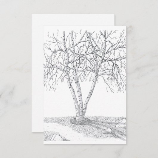 樺の木ツリー空白のノートカード – #2 ノートカード (正面/裏面)