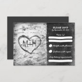 樺の木ツリー素朴な結婚式RSVPカード 出欠カード (正面/裏面)