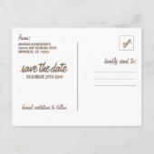 樺の木ツリー素朴バークウェディング日付カードを保存 案内ポストカード (裏面)