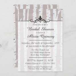 樺の木ツリー素朴自然ブライダルシャワー招待 招待状