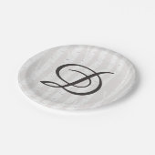 樺の木ツリー素朴自然モノグラ結婚ムズケーキ ペーパープレート (アングル)