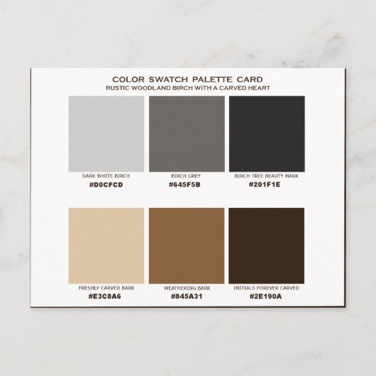 樺の木ツリー結婚ハートの色見本パレットカード シーズンポストカード (正面)