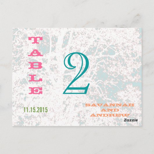 樺の木ツリー結婚フォレストのテーブル番号 ポストカード (裏面)