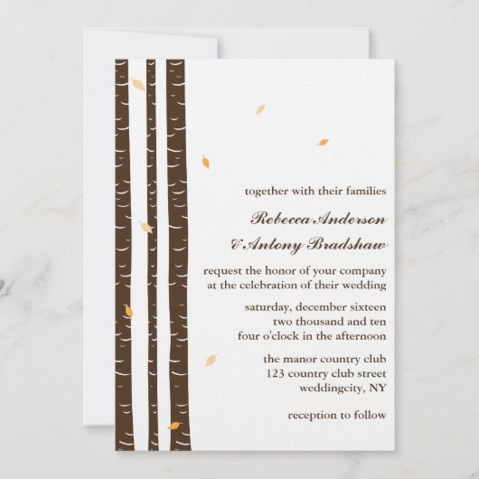 樺の木ツリー結婚式招待状 招待状 (正面)