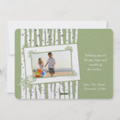 樺の木ツリー赤い愛の鳥メリークリスマス シーズンカード (裏面)