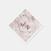 樺の木ツリー&彫りハートウェディング素朴パーティー スタンダードカクテルナプキン (角)