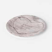 樺の木ツリー&彫りハートウェディング素朴レセプション ペーパープレート (アングル)