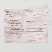 樺の木ツリー&彫りハート結婚式の日付を保存 案内ポストカード (裏面)