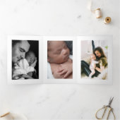 樺の木ツリー、3フォトコラージュベビー誕生 三つ折り案内状 (内部)