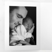 樺の木ツリー、3フォトコラージュベビー誕生 三つ折り案内状 (内部最初)