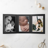 樺の木ツリー、3フォトコラージュベビー誕生 三つ折り案内状 (内部)