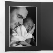 樺の木ツリー、3フォトコラージュベビー誕生 三つ折り案内状 (内部最初)