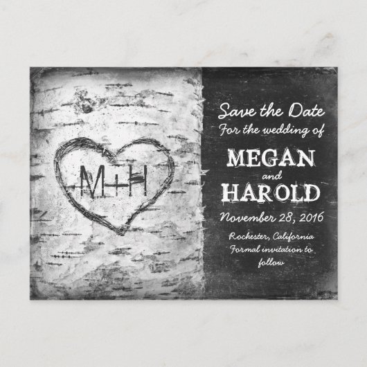 樺の木ツリーrustic日付はがきを保存 案内ポストカード (正面)