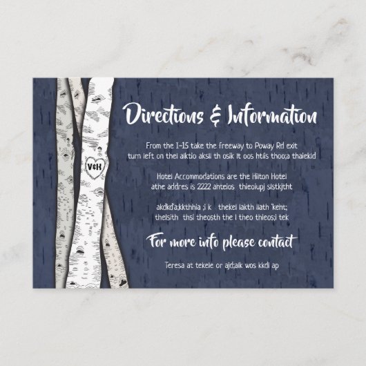 樺の木ツリーTwinkleライ結婚トの情報カード エンクロージャーカード (正面)