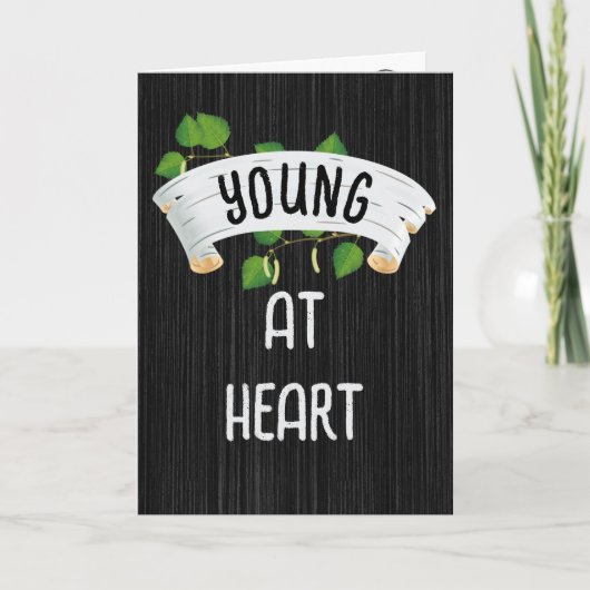 樺の木バナーとアイビー誕生日ユーモア カード (正面)