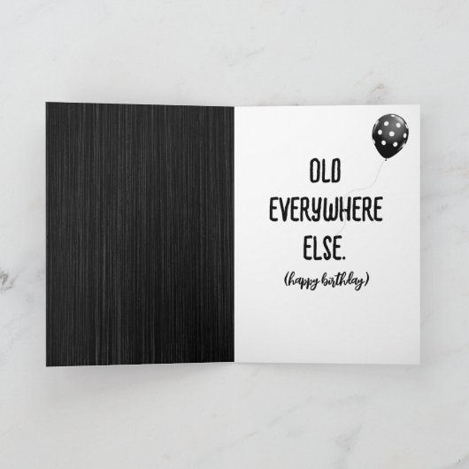 樺の木バナーとアイビー誕生日ユーモア カード (内部)