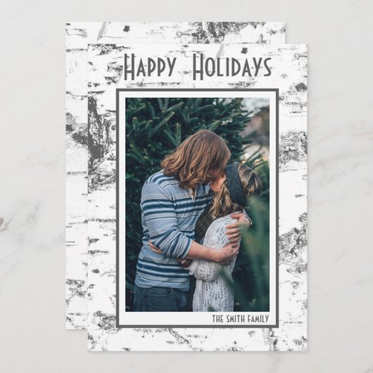 樺の木バークシンプル – フォトカ素朴ード 案内状 (正面/裏面)