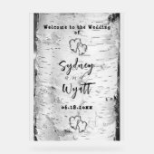 樺の木バークツリーハート結婚のウェルカムサイン アクリルサイン (正面)