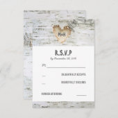 樺の木バークハートウェディングRSVPカード 出欠カード (正面/裏面)