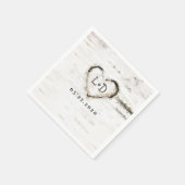 樺の木バークハート素朴ウッドランド秋の結婚式 スタンダードカクテルナプキン (角)