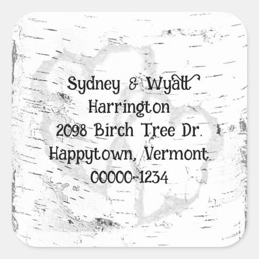 樺の木バーク差出人住所封筒用シール スクエアシール (正面)