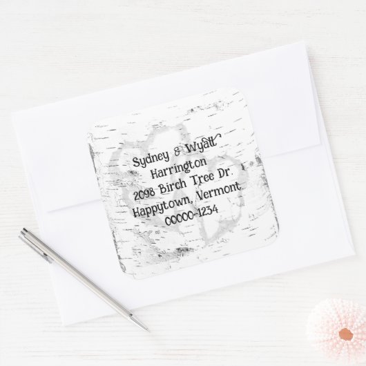 樺の木バーク差出人住所封筒用シール スクエアシール (封筒)