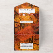 樺の木バーク秋カントリー素朴ウッド葉ズ オールインワン招待状 (外側)