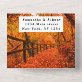 樺の木バーク秋カントリー素朴ウッド葉ズ オールインワン招待状 (裏面)