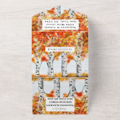 樺の木バーク秋カントリー素朴ウッド葉ズ オールインワン招待状 (外側)