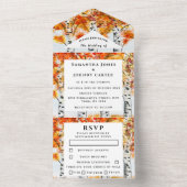 樺の木バーク秋カントリー素朴ウッド葉ズ オールインワン招待状 (内側)