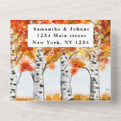 樺の木バーク秋カントリー素朴ウッド葉ズ オールインワン招待状 (裏面)
