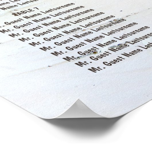 樺の木バーク素朴ハート結婚の座席表 ポスター (角)