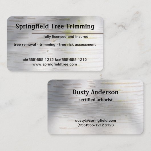 樺の木バーク素朴自然名前をカスタムする 名刺 (正面/裏面)