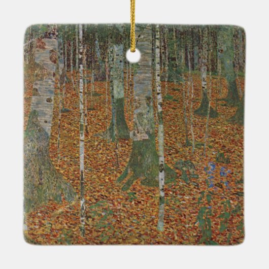 樺の木フォレストバイグスタフクリムトヴィンテージアールヌーボー セラミックオーナメント (裏面)