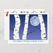 樺の木ムーンクリスマス シーズンポストカード (正面/裏面)