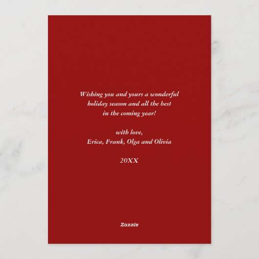 樺の木メリークリスマスホリデーズフォトグリーティングカード シーズンカード (裏面)