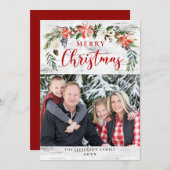 樺の木メリークリスマスホリデーズフォトグリーティングカード シーズンカード (正面/裏面)