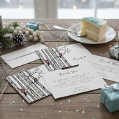 樺の木モダンの木と赤い鳥ありがとう ノートカード