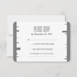 樺の木モダン樹皮の結婚式RSVP 出欠カード