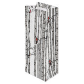 樺の木モダン樹赤（鳥）ショウジョウコウカンチョウ鳥 ワインギフトバッグ (裏面アングル)